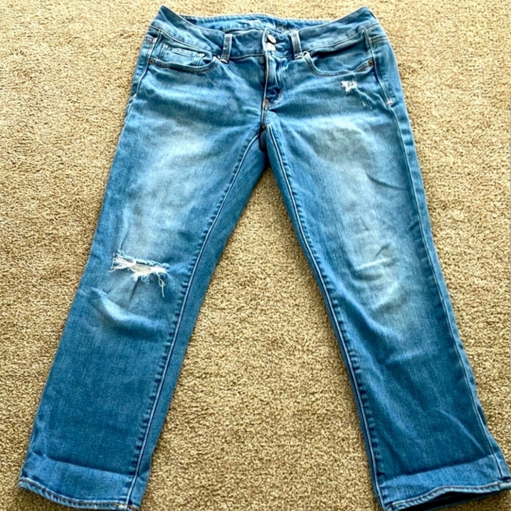 American Eagle Distressed Stretch Artist Cropped Jeans